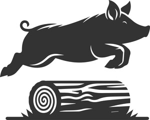 Cute animal pig drawing vector silhouette