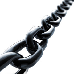 Close up of metal chain links strong and durable for security and connection industrial strength 100