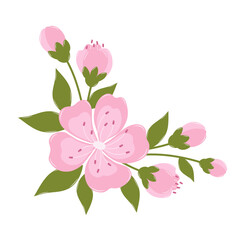 Cherry Blossom Flower Border. Flat and Simple Pink Sakura.