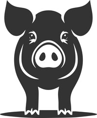 Cute animal pig drawing vector silhouette