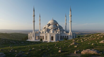 Naklejka premium Majestic white building under blue sky