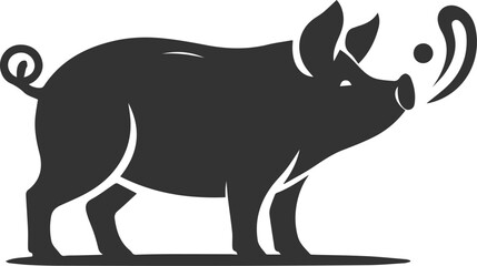 Cute animal pig drawing vector silhouette