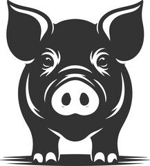 Cute animal pig drawing vector silhouette