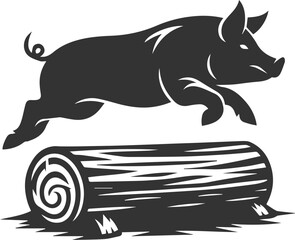 Cute animal pig drawing vector silhouette