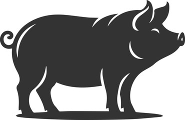 Cute animal pig drawing vector silhouette