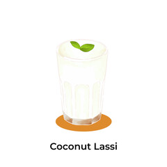 Realistic illustration of traditional Indian beverages Coconut Lassi
