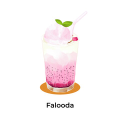 Realistic illustration of traditional Indian beverages Falooda