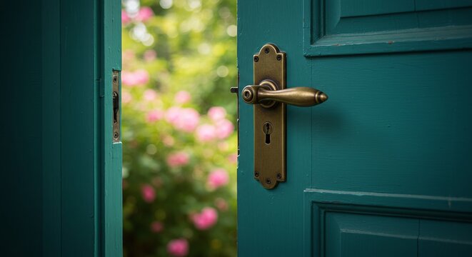 Open door to blooming garden invites fresh air and new opportunities