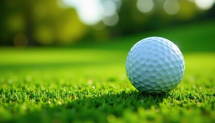 Obraz premium Golf ball on tee near football field markings, fairway, football, tee