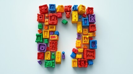 Colorful blocks forming a large letter