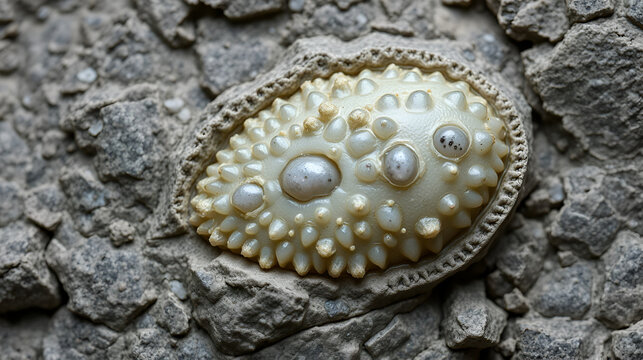 A fossil nummulite a large single celled organism in a limestone of Palaeogene age