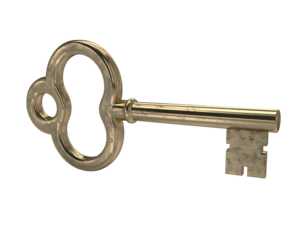 Antique Gold Key Isolated On Black