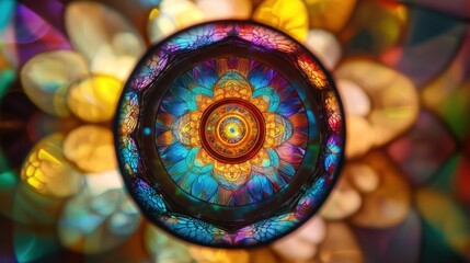 Fototapeta premium Colorful mandala in a crystal sphere