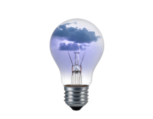 Illuminating Lightbulb With Stormy Sky Inside
