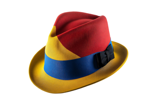 Hat in red blue green and yellow colors isolated on transparent background
 - Powered by Adobe