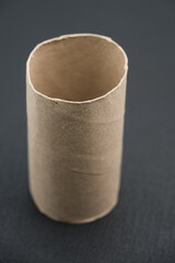 Empty toilet paper roll isolated on black background