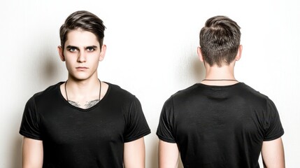 Stylish Man s Black T Shirt Mockup  Front and Back View  Casual Fashion Apparel