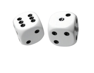 Two White Dice Showing Different Numbers Against A Black Background