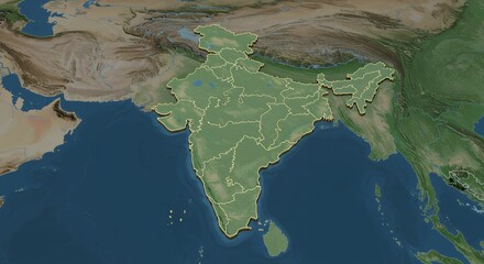 India map with state borders