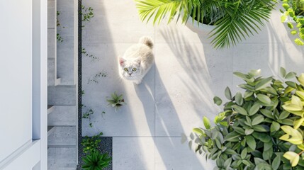 Patio with Cat, Plants