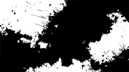 Abstract Black Ink Splatters and Grunge Paint Texture Background