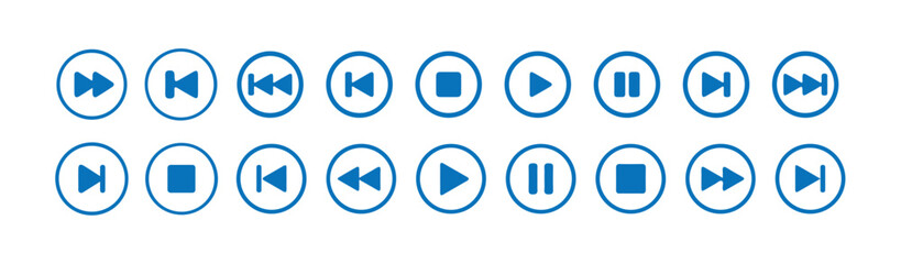 Media player icon. play symbol signs.play and pause buttons icon set.elements for video streaming app.vector illustration eps 10.