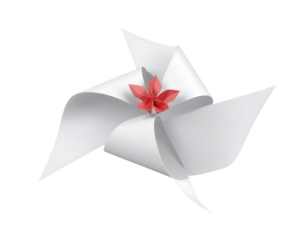 White Paper Pinwheel With Red Flower On Transparent Background