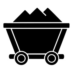 Black minecart silhouette vector graphic on transparent background