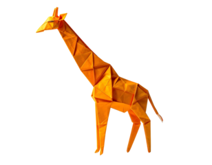 Orange Origami Giraffe on Black Background