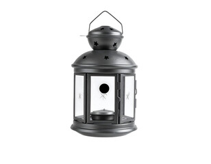 Dark Gray Metal Lantern with Glass Panels