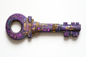 Futuristic key with circuit board design (1)