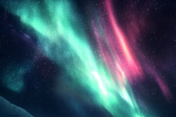 Obraz premium Breathtaking illustration capturing the beauty of the northern lights in the night sky