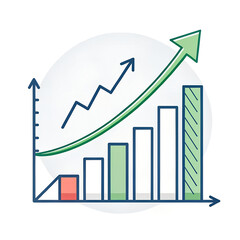 A graph with a red arrow pointing upwards. The graph is made up of green and white bars for your work