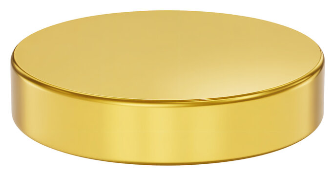 Solid Gold Hockey Puck on White Background Display