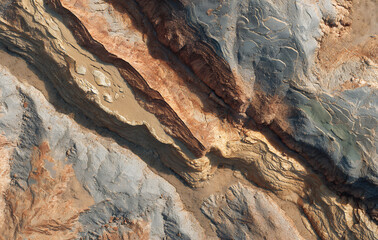 Aerial geology shows Earth diverse layers and textures, revealing its secrets. rough terrain and patterns inspire sense of wonder and awe