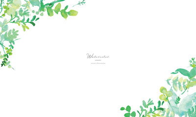 水彩画。水彩タッチの草木のベクターイラスト。水彩画の緑の葉っぱ素材。環境。エコ。Watercolor painting. Vector illustration of grass and trees with watercolor touch. Watercolor green leaves material. Environment. Eco.