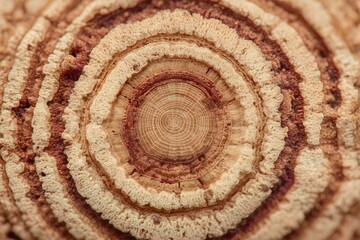 Fototapeta premium Wood Grain's Time Capsule: Revealing the intricate patterns within a cross-section of wood, this macro shot unveils a story of growth, resilience, and the passage of time.