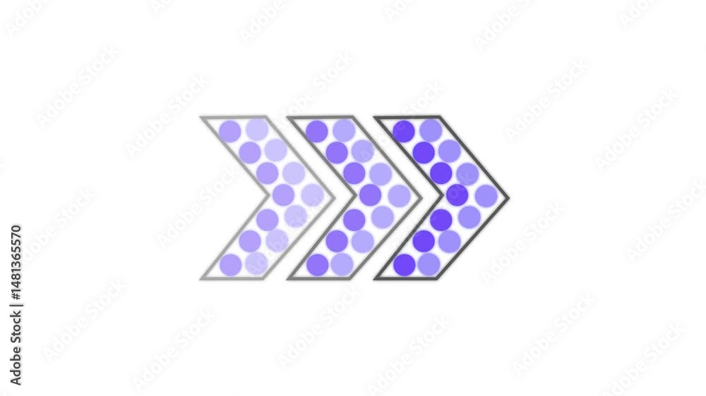 Poster navigate or pointing arrow. animated three dimensional arrows with colorful dots on a white backgrou