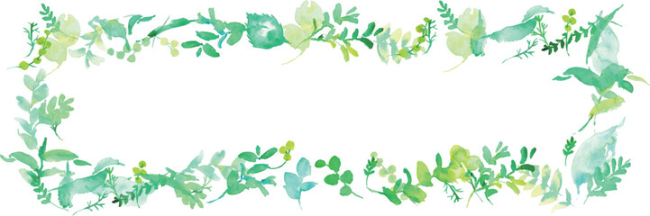 水彩画。水彩タッチの草木のベクターイラスト。水彩画の緑の葉っぱ素材。環境。エコ。Watercolor painting. Vector illustration of grass and trees with watercolor touch. Watercolor green leaves material. Environment. Eco.