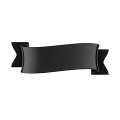 Elegant Black Decorative Ribbon Banner on White Background