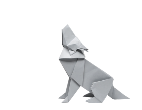 Origami Wolf Figure On Transparent Background
