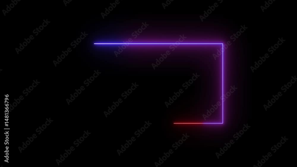 Poster glowing rectangular frame. animated neon frame loop with dual color glow on black background for mod
