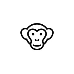Monkey Face Icon - Minimalist Line Art