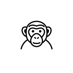 Monkey Icon: Minimalist Line Art for Wildlife Concepts