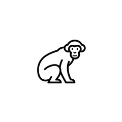 Minimalist Monkey Outline: Simple Animal Icon