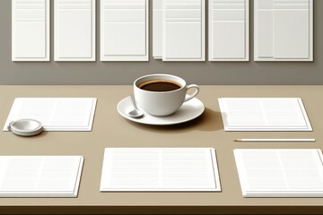 Obraz premium Workspace with Documents and Coffee