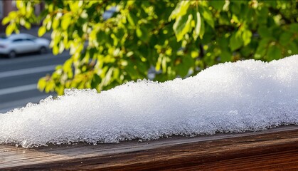 Sun glare on snow lace a moment before spring