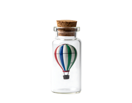 Colorful Miniature Hot Air Balloon In Glass Bottle