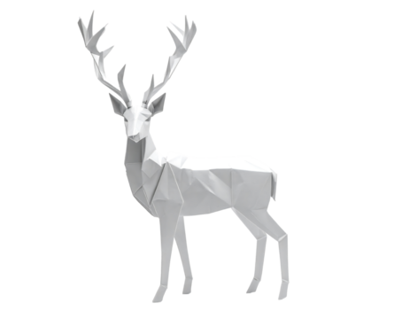 3D Polygonal Stag Model On Isolated Background