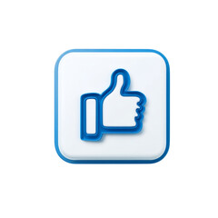 Obraz premium 3D Blue Thumbs Up Icon on White Square Button isolated on transparent background